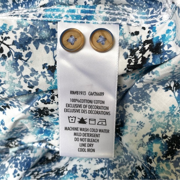 Robert Graham | Blue Floral Tailored Fit Button Up Dress Shirt Size XL - Picture 9 of 9